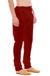 Mens Traditional Indian Churidar Pants - Red - Side Pose Right | In-Sattva 