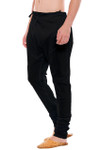 Mens Traditional Indian Churidar Pants - Black - Side Pose Left | In-Sattva 
