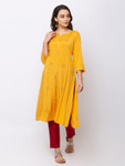 Ethnicity Mustard Yellow Straight Long Kurta Tunic with Embroidery