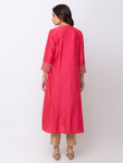 Ethnicity Rose Pink Long Button Down High-Neck Kurta Tunic Dress