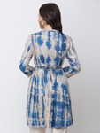 Ethnicity Blue and White Tie-Dye A-Line Short Kurta tunic with Buttoned Placket Ethnicity Blue and White Tie-Dye A-Line Short Kurta tunic with Buttoned Placket