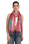 Multi-Colored Striped Plaid Scarf Stole | Natural View
