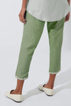 Women's Bohemian Classic Satin Linen Forest Green Straight Pants