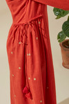 Women's Bohemian Classic 100% Cotton Crimson and Gold Tie Up Kurta Dress