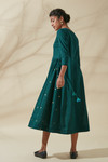 Women's Bohemian Classic 100% Cotton Teal and Gold Tie Up Kurta Dress