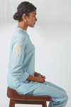 Women's Bohemian Classic Linen Silk Crystal Blue Tunic Top