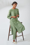 Women's Bohemian Classic Silk Linen Forest Green Functional Kurta Dress Women's Bohemian Classic Silk Linen Forest Green Functional Kurta Dress