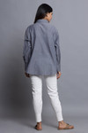 In-Sattva Mayori Pure Cotton Handcrafted Grey Embroidered Shirt |Back View