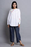 In-Sattva Mayori Pure Cotton Handcrafted Botton Down White Shirt | Front View