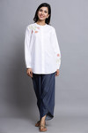 In-Sattva Mayori Pure Cotton Handcrafted Botton Down White Shirt | Full View