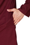 In-Sattva Men's Banded Classic Collar Pure Cotton Long Burgundy Brown Kurta Tunic | Pocket Close Up In-Sattva Men's Banded Classic Collar Pure Cotton Long Burgundy Brown Kurta Tunic | Pocket Close Up