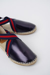 Jove Navy Patent Flat with Front Cross Strap