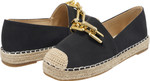 Jove Black Espadrille Loafer with Gold Chain