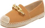 Jove Tan Espadrille Loafer with Gold Chain