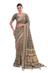 In-Sattva Women's Heritage Handloom Dola Silk Saree; Fossil Gray