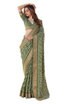 In-Sattva Women's Handloom Bandhni Dola Silk Saree; Clover Green