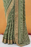 In-Sattva Women's Handloom Bandhni Dola Silk Saree; Clover Green