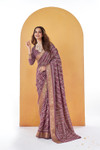 In-Sattva Women's Handloom Bandhni Dola Silk Saree; Mulberry Lavender