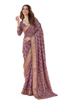 In-Sattva Women's Handloom Bandhni Dola Silk Saree; Mulberry Lavender