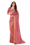 In-Sattva Women's Handloom Bandhni Dola Silk Saree; Persian Pink