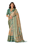 In-Sattva Women's Heritage Floral Print Dola Silk Saree; Ethereal Green 