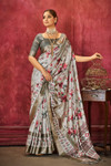 In-Sattva Women's Floral Handloom Bandhni Dola Silk Saree; Silver Gray