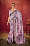 In-Sattva Women's Floral Handloom Bandhni Dola Silk Saree; Jewel Lavender