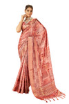 In-Sattva Women's Floral Handloom Bandhni Dola Silk Saree; Peach Pink