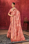 In-Sattva Women's Floral Handloom Bandhni Dola Silk Saree; Peach Pink