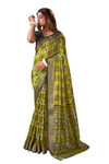 In-Sattva Women's Handloom Printed Kalamkari Silk Saree; Jasmine Green