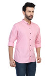 In-Sattva Men's Banded Sattva-Collar Pure Cotton Summer Button-Down Shirt; Berry Blush In-Sattva Men's Banded Sattva-Collar Pure Cotton Summer Button-Down Shirt; Berry Blush