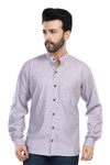 In-Sattva Men's Banded Sattva-Collar Pure Cotton Summer Button-Down Shirt; Charcoal Grey In-Sattva Men's Banded Sattva-Collar Pure Cotton Summer Button-Down Shirt; Charcoal Grey