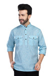 In-Sattva Men's Double-Breasted Pullover Sattva-Collar Henley Style Kurta Tunic; Aqua Blue In-Sattva Men's Double-Breasted Pullover Sattva-Collar Henley Style Kurta Tunic; Aqua Blue