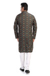 In-Sattva Men's Cotton Folk Print Banded Sattva-Collar Knee-Length Kurta Tunic; Artisan Green In-Sattva Men's Cotton Folk Print Banded Sattva-Collar Knee-Length Kurta Tunic; Artisan Green
