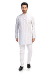 In-Sattva Men's Classic Cotton Checkered Sattva-Collar Thigh-Length Kurta Tunic; Checkered Green In-Sattva Men's Classic Cotton Checkered Sattva-Collar Thigh-Length Kurta Tunic; Checkered Green