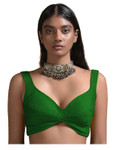 In-Sattva Women's Silk Strap V-Neck Blouse; Verdant Green In-Sattva Women's Silk Strap V-Neck Blouse; Verdant Green