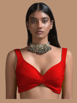 In-Sattva Women's Silk Strap V-Neck Blouse; Persian Red In-Sattva Women's Silk Strap V-Neck Blouse; Persian Red