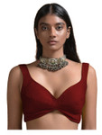 In-Sattva Women's Silk Strap V-Neck Blouse; Chestnut Red In-Sattva Women's Silk Strap V-Neck Blouse; Chestnut Red