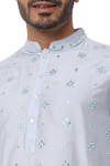 In-Sattva Men's Festive Rich Embellished Handcrafted Knee-Length Kurta Tunic - Pastel Blue