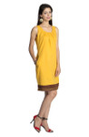 MOHR Women's Dark Yellow Sleeveless Dress with Pleated Neckline åäÌÝÌÕ Side