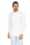 A.N.D. by Anita Dongre Mens Pullover Tunic with Mandarin Collar and Long Sleeves - White Front