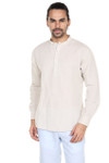 A.N.D. by Anita Dongre Mens Pullover Tunic with Mandarin Collar and Long Sleeves - Natural Front