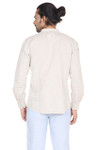 A.N.D. by Anita Dongre Mens Pullover Tunic with Mandarin Collar and Long Sleeves - Natural Back