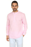 A.N.D. by Anita Dongre Mens Pullover Tunic with Mandarin Collar and Long Sleeves - Light Pink Front