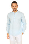 A.N.D. by Anita Dongre Mens Pullover Tunic with Mandarin Collar and Long Sleeves - Sky Blue Front