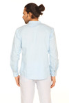 A.N.D. by Anita Dongre Mens Pullover Tunic with Mandarin Collar and Long Sleeves - Sky Blue Back