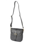Ivory Tag Black Leather & Twill Crossbody Bag ÛÒ Side
