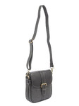Ivory Tag Black Leather & Twill Crossbody Bag ÛÒ Side