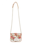 Ivory Tag Tasselled Rose Leather & Floral Canvas Crossbody Handbag ÛÒ Back
