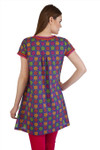 MB Women's Indian Clothing Style Kurta Tunic with Abstract Floral Print with PocketsÛÒ Back
